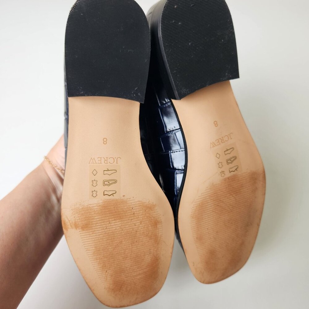 J.Crew Maison Navy Blue Crocodile-Embossed Italian Leather Loafers Work Classy - Picture 8 of 11